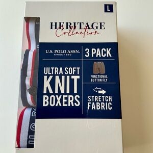 U.S. Polo Assn. Heritage Collection Knit Boxers 3-Pack - Red, White, Blue NWT